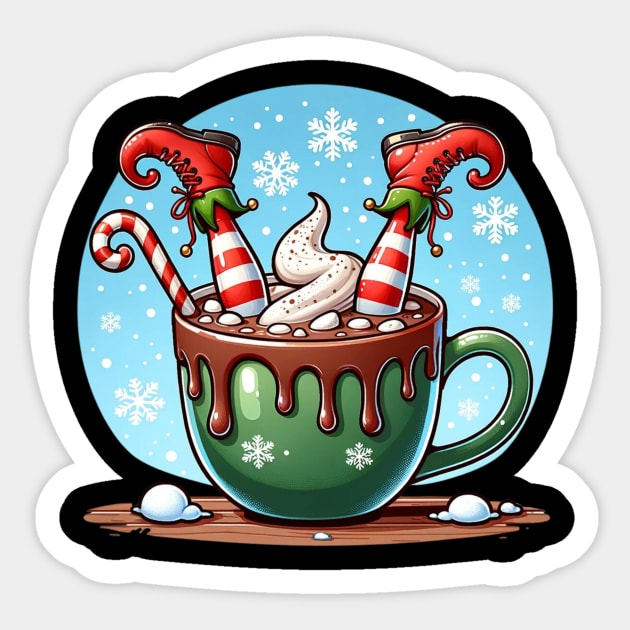 Elf In A Cup Christmas Sticker by Jo Palmer